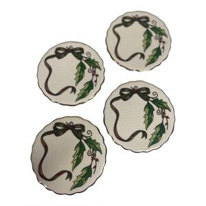 Vintage 1999 May Company Set Of 4 Home For The Holidays Porcelain Coasters